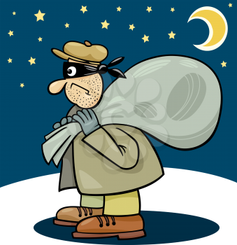 Royalty Free Clipart Image of a Thief at Night