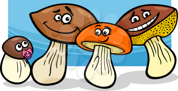 Royalty Free Clipart Image of Cartoon Mushrooms