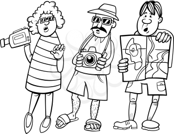 Royalty Free Clipart Image of a Group of Tourists