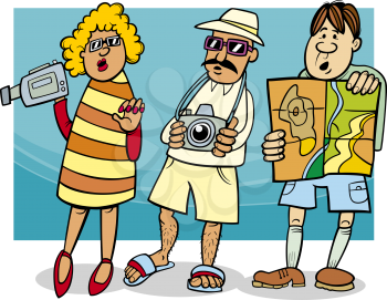 Royalty Free Clipart Image of a Group of Tourists
