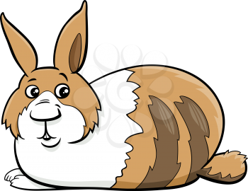 Cartoon illustration of funny lying dwarf rabbit comic animal character