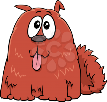 Cartoon illustration of funny red shaggy dog comic animal character