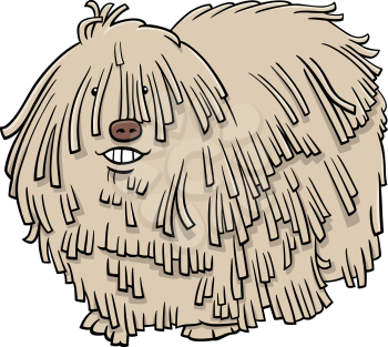 Cartoon illustration of komondor or Hungarian sheepdog purebred dog animal character
