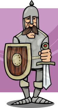 Royalty Free Clipart Image of a Knight With a Sword and Shield