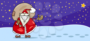 Royalty Free Clipart Image of Santa Claus in the Winter