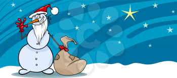 Royalty Free Clipart Image of a Santa Snowman