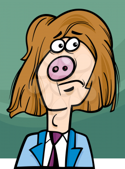 Royalty Free Clipart Image of a Man With a Pig's Snout