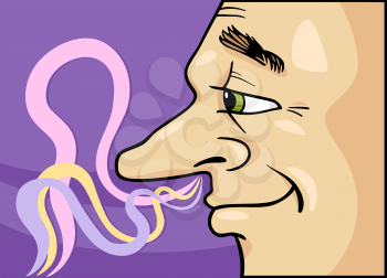 Royalty Free Clipart Image of a Man Smelling Something
