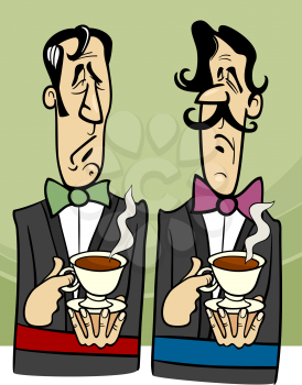 Royalty Free Clipart Image of Two Men Having Tea