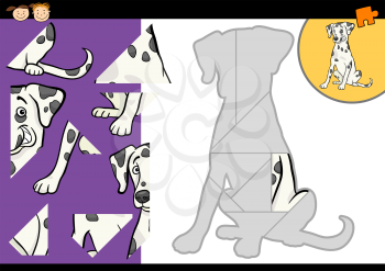 Cartoon Illustration of Education Jigsaw Puzzle Game for Preschool Children with Funny Dalmatian Dog