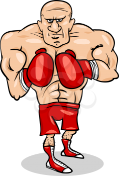 Cartoon Illustrations of Boxer Sportsman or Fighter