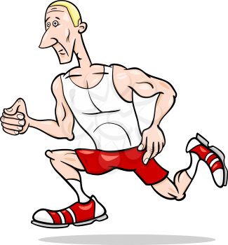 Cartoon Illustrations of Runner Sportsman or Athlete Training