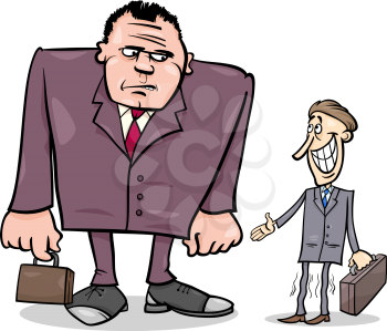 Royalty Free Clipart Image of a Large and Small Businessman Together