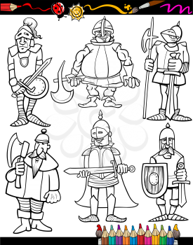 Royalty Free Clipart Image of Knights for Colouring