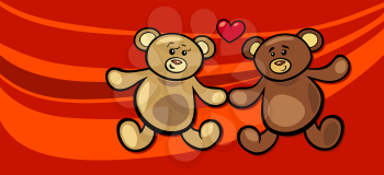 Royalty Free Clipart Image of Teddy Bears in Love
