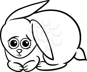 Black and White Cartoon Illustration of Cute Little Baby Animal Rabbit or Bunny for Coloring Book