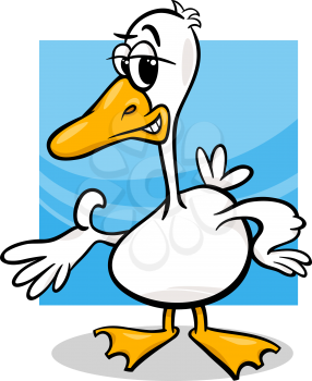 Cartoon Illustration of Funny Duck or Goose Farm Bird Character