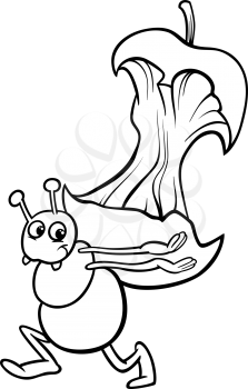 Royalty Free Clipart Image of an Ant and an Apple