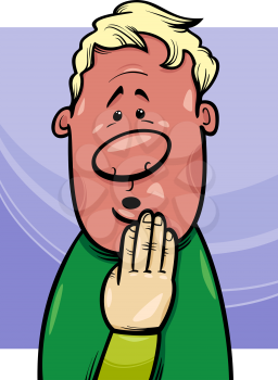 Cartoon Concept Illustration of Shy or Ashamed Blushing Guy