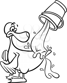 Black and White Cartoon Concept Illustration of Water Off A Ducks Back Saying for Coloring Book