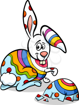 Cartoon Illustration of Funny Easter Bunny which was Hatched from an Egg