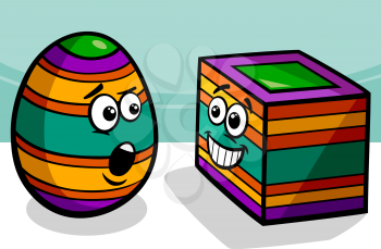 Cartoon Illustration of Funny Easter Square Egg