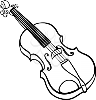 Black and White Cartoon Illustration of Violin Musical Instrument Clip Art for Coloring Book