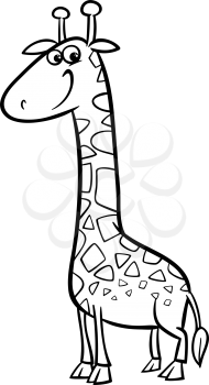 Black and White Cartoon Illustration of Cute Giraffe African Animal for Coloring Book
