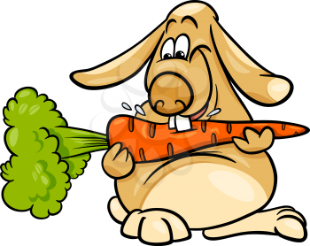 Cartoon Illustration of Cute Lop Eared Rabbit with Carrot