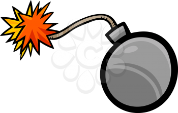 Cartoon Illustration of Bomb with Fuse Clip Art