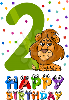 Cartoon Illustration of the Second Birthday Anniversary Design for Children