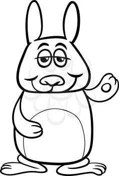 Black and White Cartoon Illustration of Funny Rabbit Character for Coloring Book