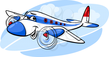 Cartoon Illustration of Funny Plane Comic Mascot Character