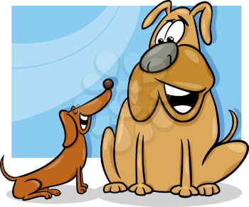 Cartoon Illustration of Two Funny Talking Dogs