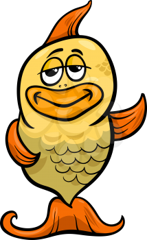 Cartoon Illustration of Funny Gold Fish Character