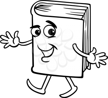Black and White Cartoon Illustration of Funny Book Character for Coloring Book
