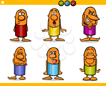 Cartoon Illustration of Funny People Emotions or Expressions Characters Collection