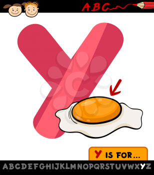 Cartoon Illustration of Capital Letter Y from Alphabet with Yolk for Children Education