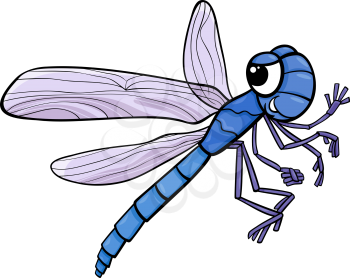 Cartoon Illustration of Funny Dragonfly Insect Character