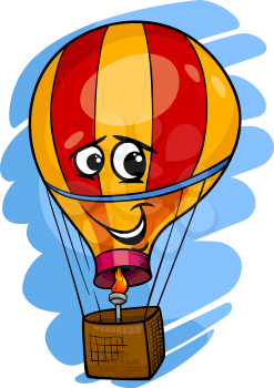 Cartoon Illustration of Funny Hot Air Balloon Comic Mascot Character