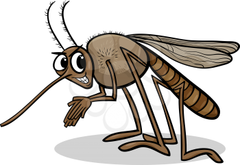 Cartoon Illustration of Funny Mosquito Insect Character