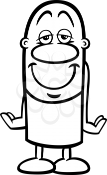Black and White Cartoon Illustration of Funny Accepted Guy Character for Coloring Book