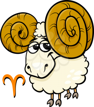 Cartoon Illustration of Aries or The Ram Horoscope Zodiac Sign