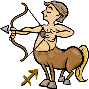 Cartoon Illustration of Sagittarius or The Archer or Centaur Horoscope Zodiac Sign