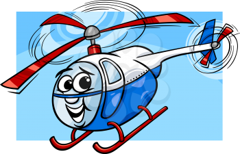 Cartoon Illustration of Funny Helicopter or Chopper Comic Mascot Character