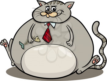 Cartoon Humor Concept Illustration of Fat Cat Saying or Proverb