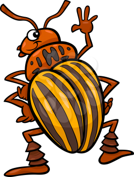 Cartoon Illustration of Funny Colorado Potato Beetle Insect Character