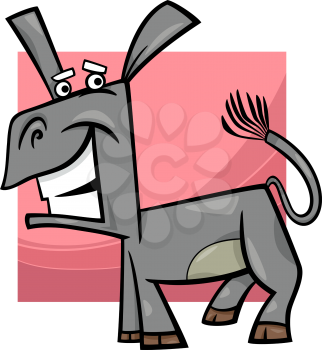 Cartoon Illustration of Funny Donkey Farm Animal