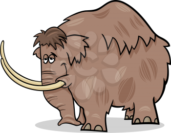 Cartoon Illustration of Funny Prehistoric Mammoth or Mastodon