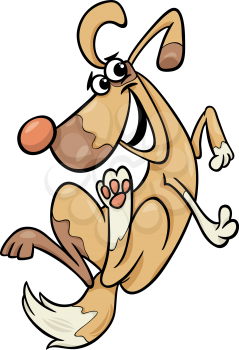 Cartoon Illustration of Funny Playful Dog